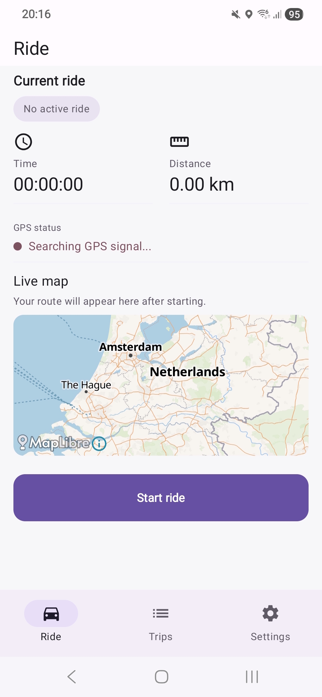 OdoBuddy current ride screen on Android
