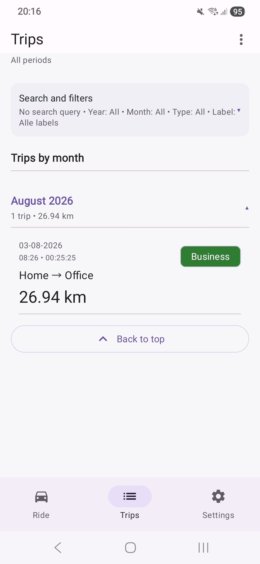 OdoBuddy trips overview